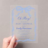 Invitations En Acrylique Oh Boy Blue Ribbon Bow Baby shower (In situ (ordinateur de poche))