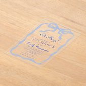 Invitations En Acrylique Oh Boy Blue Ribbon Bow Baby shower (Poser)