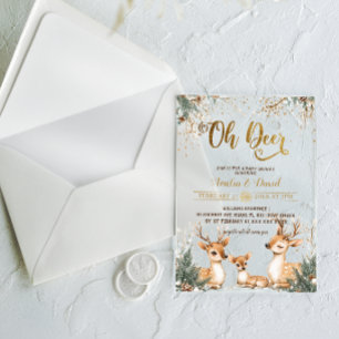 Invitations En Acrylique Oh cerf Baby Shower Forêt Enchantée