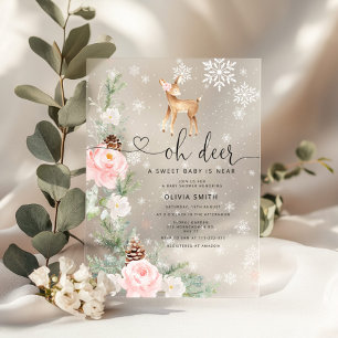 Invitations En Acrylique Oh cerf un bébé doux est près de la douche de bébé