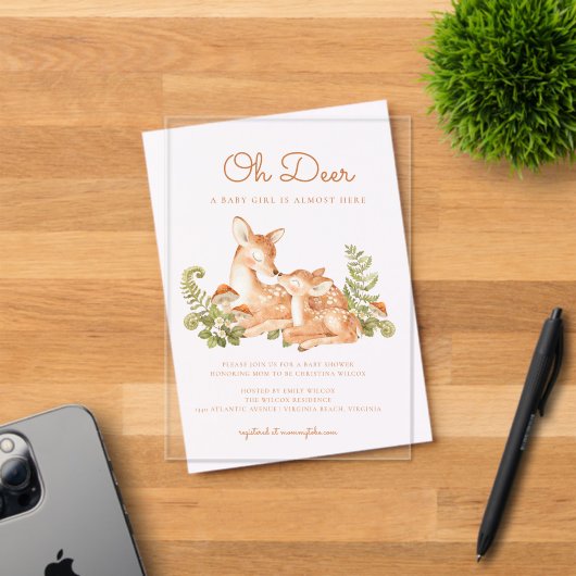 Invitations En Acrylique Oh Deer Woodland Forest Baby Shower (Insitu (Carte d'invitation))