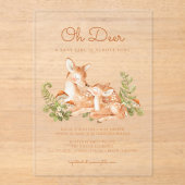 Invitations En Acrylique Oh Deer Woodland Forest Baby Shower (Recto)