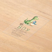 Invitations En Acrylique Oh garçon Dinosaur mignon bébé garçon douche (Poser)