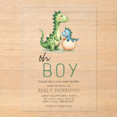 Invitations En Acrylique Oh garçon Dinosaur mignon bébé garçon douche (Recto)