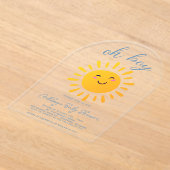 Invitations En Acrylique Oh Garçon Soleil Bleu Baby Shower (Poser)