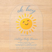 Invitations En Acrylique Oh Garçon Soleil Bleu Baby Shower (Recto)
