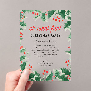 Invitations En Acrylique Oh Quelle Amusement ! Fête de Noël des Enfants