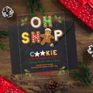 Invitations En Acrylique Oh Snap ! Échange de biscuits de Noël au gingembre