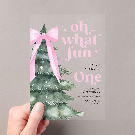 Invitations En Acrylique Oh What Fun Christmas Tree 1er Anniversaire (In situ (ordinateur de poche))