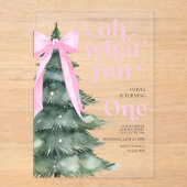 Invitations En Acrylique Oh What Fun Christmas Tree 1er Anniversaire (Recto)
