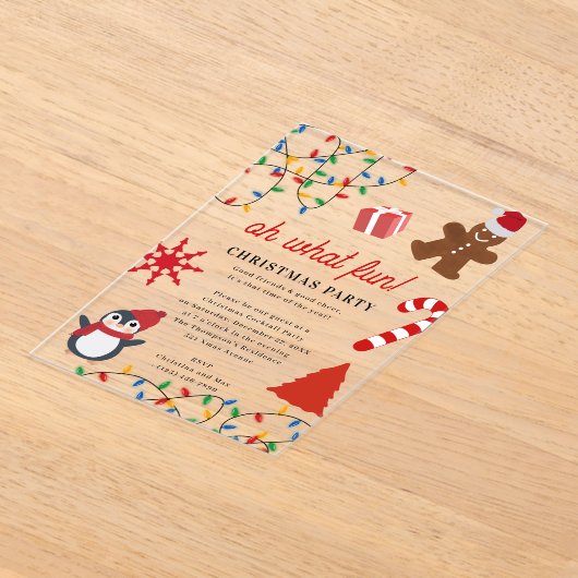 Invitations En Acrylique Oh What Fun! Holiday Kids Christmas Party (Poser)