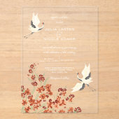 Invitations En Acrylique Oiseaux de cygne Paradise Flore de printemps Maria (Recto)