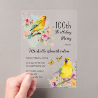 Oiseaux Vintage Canaris Fleurs 100e Anniversaire