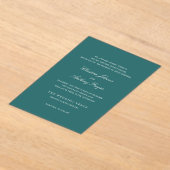 Invitations En Acrylique Old Money Teal Classic Wedding (Poser)