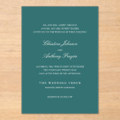 Invitations En Acrylique Old Money Teal Classic Wedding (Recto)