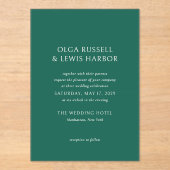 Invitations En Acrylique Olga Emerald Green Mariage moderne (Recto)