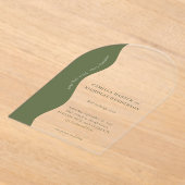 Invitations En Acrylique Olive foncé Vert moderne Wavy Mariage rétro (Poser)