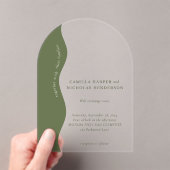 Invitations En Acrylique Olive foncé Vert moderne Wavy Mariage rétro (In situ (ordinateur de poche))