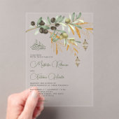 Invitations En Acrylique Olive Gold Branch Arabian Lantern Islamic Wedding (In situ (ordinateur de poche))