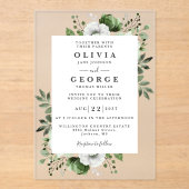 Invitations En Acrylique Olive Green Élégant Mariage Floral moderne (Recto)