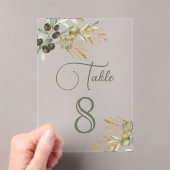 Invitations En Acrylique Olive Leaves Branch Wedding Acrylic Table Number (In situ (ordinateur de poche))