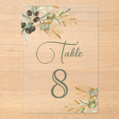 Invitations En Acrylique Olive Leaves Branch Wedding Acrylic Table Number (Recto)