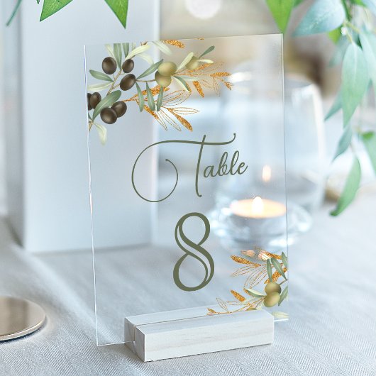 Invitations En Acrylique Olive Leaves Branch Wedding Acrylic Table Number