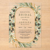 Invitations En Acrylique Olive Leaves Bridal Shower (Recto)