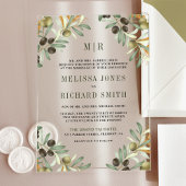 Invitations En Acrylique Olive Leaves Formal Wedding