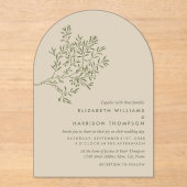 Invitations En Acrylique Olive Tree Branch, Rustic & Minimalistic Wedding (Recto)