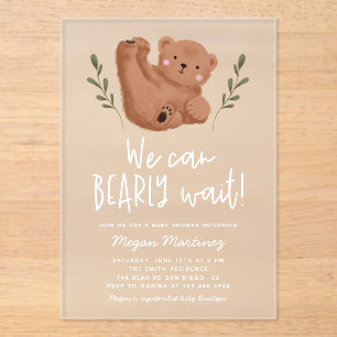 Invitations En Acrylique On Peut Attendre Le Baby shower Whimsical Cub
