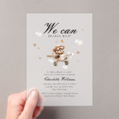 Invitations En Acrylique On Peut Attendre ! Ours et avion en peluche (In situ (ordinateur de poche))
