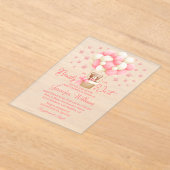 Invitations En Acrylique on peut vraiment attendre, baby shower teddy rose (Poser)