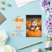 Invitations En Acrylique One Cutie Pie Invite 1st First Birthday Cute Photo (Insitu (Mariage))