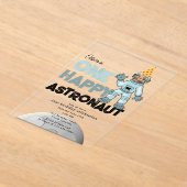 Invitations En Acrylique One Happy Astronaut Photo 1st  First Birthday (Poser)