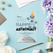 Invitations En Acrylique One Happy Astronaut Photo 1st  First Birthday (Insitu (Mariage))