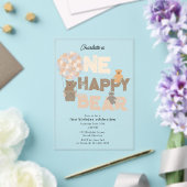 Invitations En Acrylique One Happy Bear Invite 1st First Birthday Cute (Insitu (Mariage))