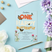 Invitations En Acrylique One Happy Butterfly Invite 1st Wildflower Birthday (Insitu (Mariage))