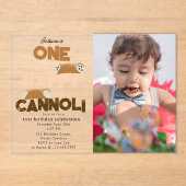 Invitations En Acrylique One Happy Cannoli Invite 1st First Birthday Photo (Recto)