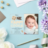 Invitations En Acrylique One Happy Cookie Invite 1st First Birthday Photo (Insitu (Mariage))