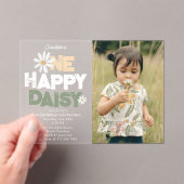 Invitations En Acrylique One Happy Daisy Invite 1st  First Birthday Photo (In situ (ordinateur de poche))