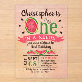 Invitations En Acrylique One In A Melon 1er Anniversaire (Recto)