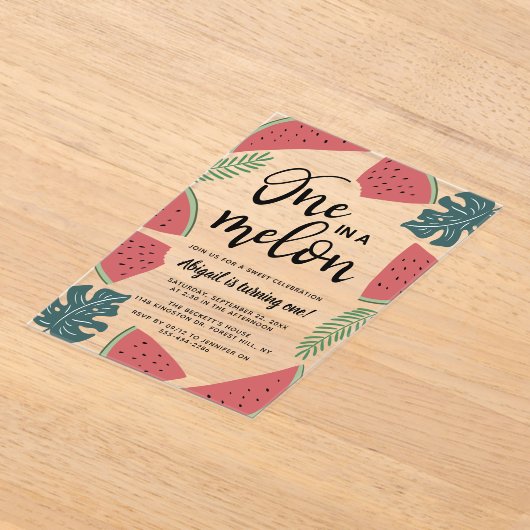 Invitations En Acrylique One In A Melon 1er Anniversaire (Poser)