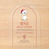 Invitations En Acrylique One Jolly Goose Modern Christmas First Birthday (Recto)