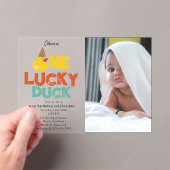 Invitations En Acrylique One Lucky Duck Invite 1st First Birthday Photo (In situ (ordinateur de poche))
