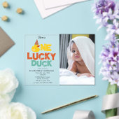 Invitations En Acrylique One Lucky Duck Invite 1st First Birthday Photo (Insitu (Mariage))