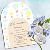 Invitations En Acrylique Onederder World Hot Air Balloon 1er anniversaire