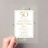 Invitations En Acrylique Or 50e anniversaire Mariage Aquarelle Verdure (In situ (ordinateur de poche))