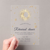 Invitations En Acrylique Or céleste Soleil, Lune, Etoiles Aquarelle (In situ (ordinateur de poche))