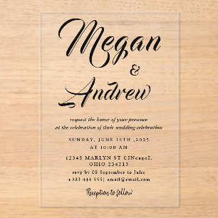 Invitations En Acrylique or Moderne Mariage Acrylique Invitations